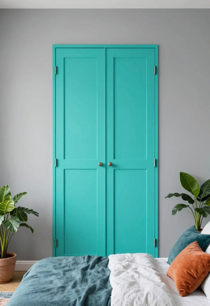 15 Modern Bedroom Closet Door Ideas With Sleek Design 6. Vibrant Painted Doors