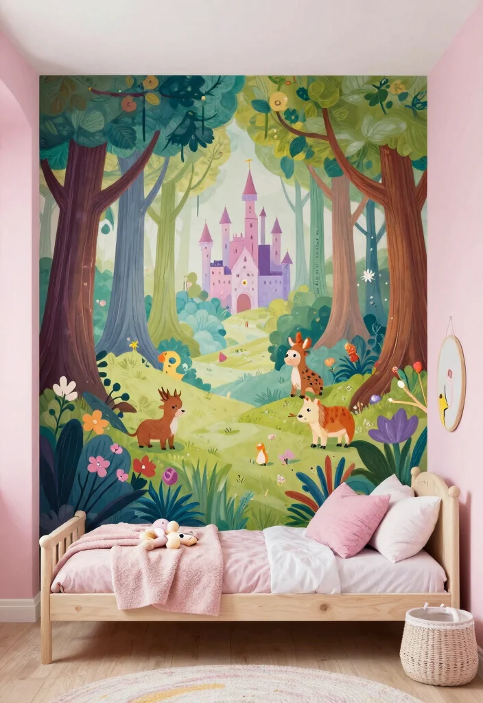 15 Toddler Girl Bedroom Decor Ideas With Sweet Charm 10. Magical Wall Murals