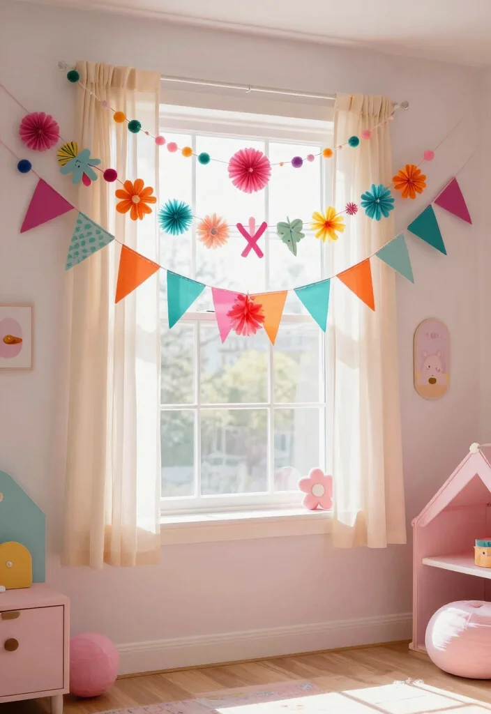 15 Toddler Girl Bedroom Decor Ideas With Sweet Charm 11. Whimsical Garland Decor