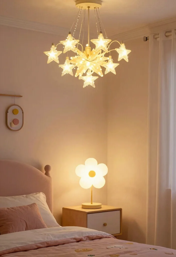 15 Toddler Girl Bedroom Decor Ideas With Sweet Charm 12. Magical Light Fixtures
