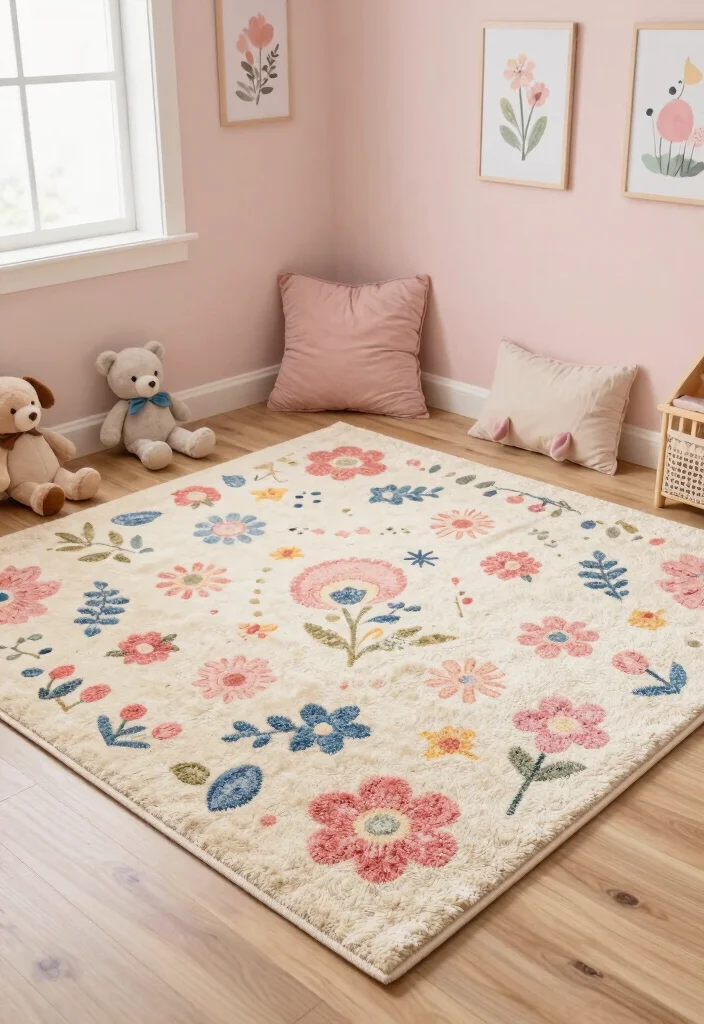 15 Toddler Girl Bedroom Decor Ideas With Sweet Charm 6. Charming Rugs