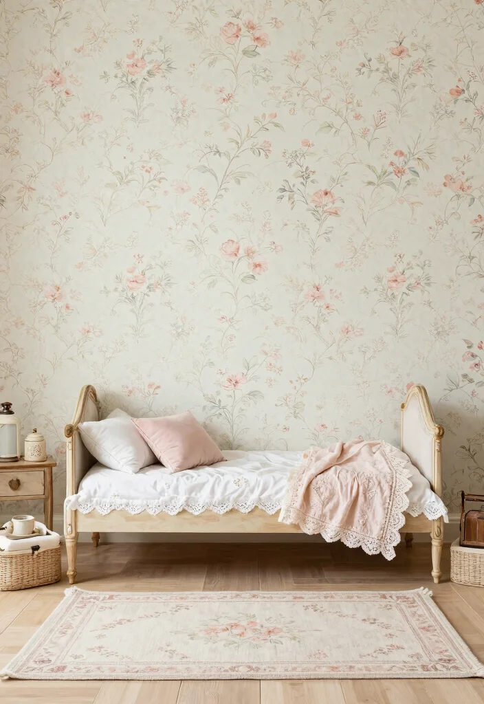 15 Toddler Girl Bedroom Wallpaper Ideas With Cute Patterns 10. Vintage Inspired Designs