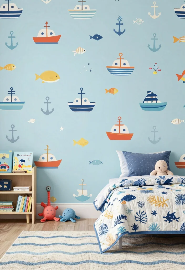 15 Toddler Girl Bedroom Wallpaper Ideas With Cute Patterns 6. Nautical Adventures
