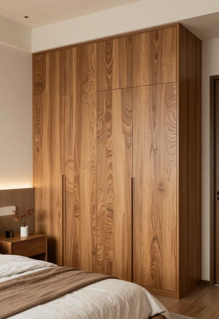 15 Wood Bedroom Closet Door Ideas With Warm Texture 11. Textured Wood Panels