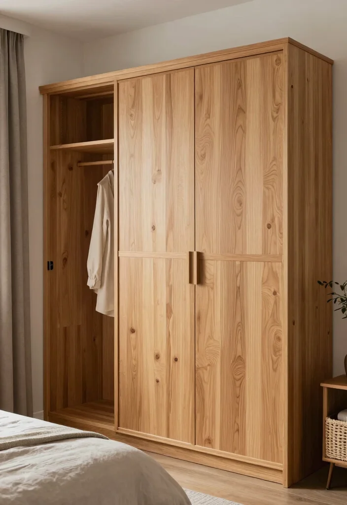 15 Wood Bedroom Closet Door Ideas With Warm Texture 13. Natural Finish Door