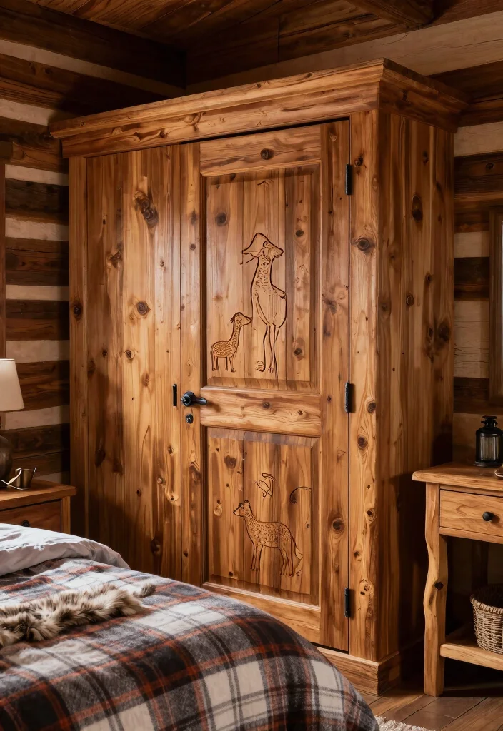 15 Wood Bedroom Closet Door Ideas With Warm Texture 3. Rustic Cabin Doors