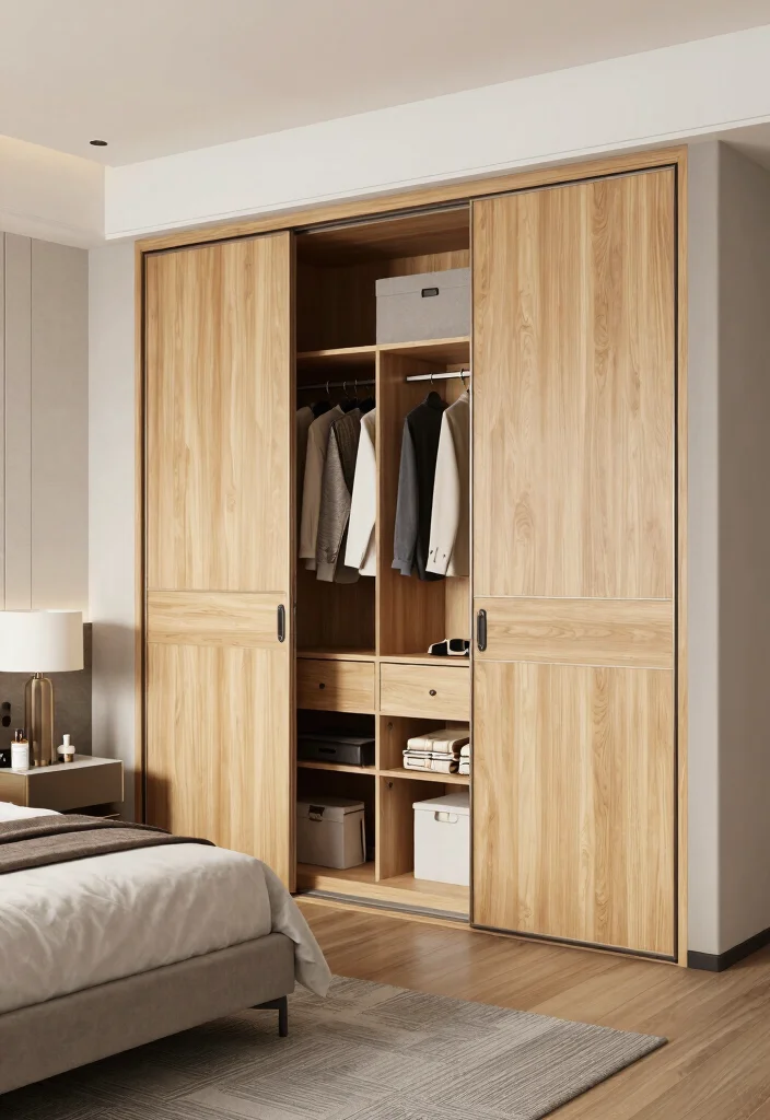 15 Wood Bedroom Closet Door Ideas With Warm Texture 7. Bi fold Doors