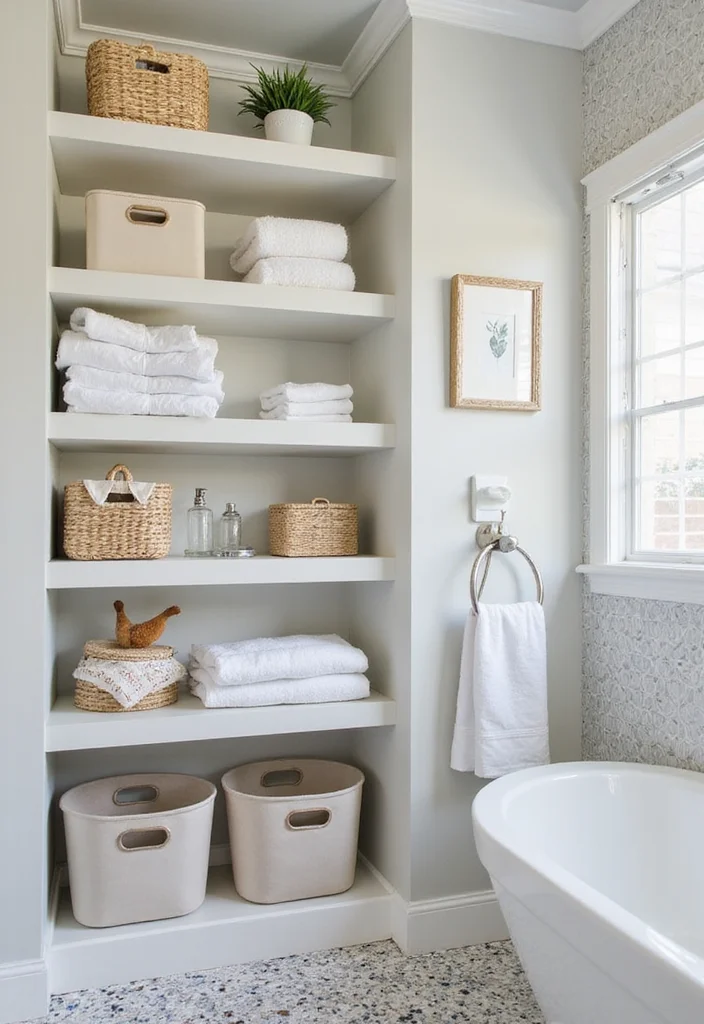 16 Bathroom Staging Ideas That Impress Buyers 4. Stylish Storage Solutions