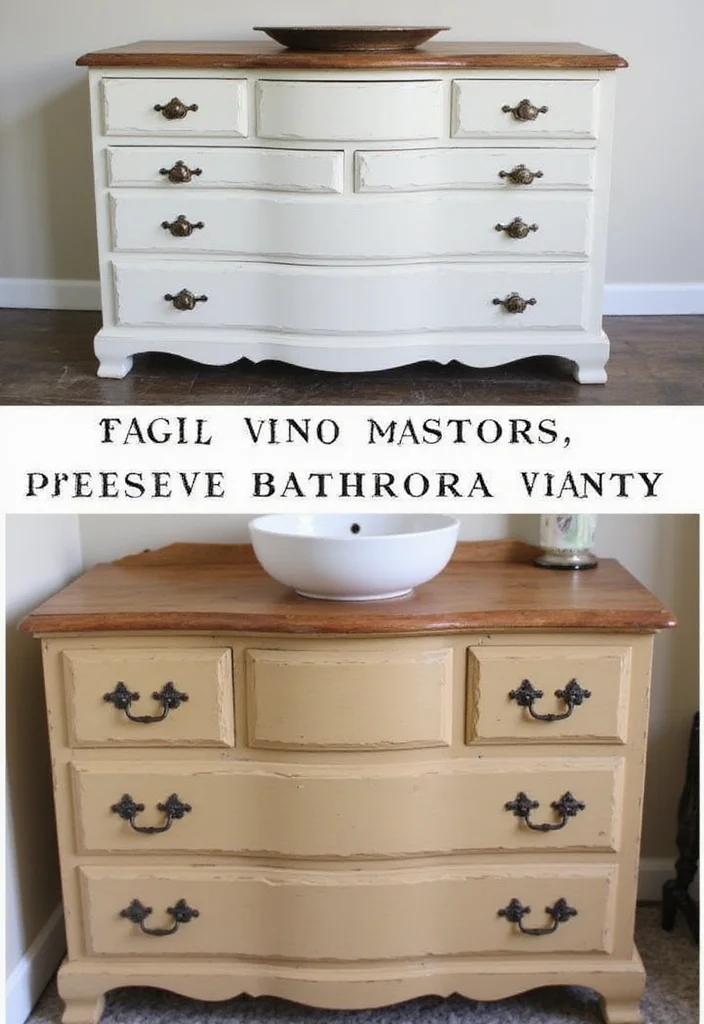 16 Bathroom Vanity Design Ideas You Should Save 4. Vintage Charm with Upcycled Furniture