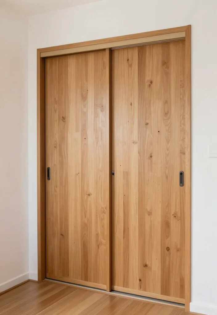 16 Bedroom Closet Door Ideas For The Year Twenty Twenty Six 7. Minimalist Wooden Bi fold Doors