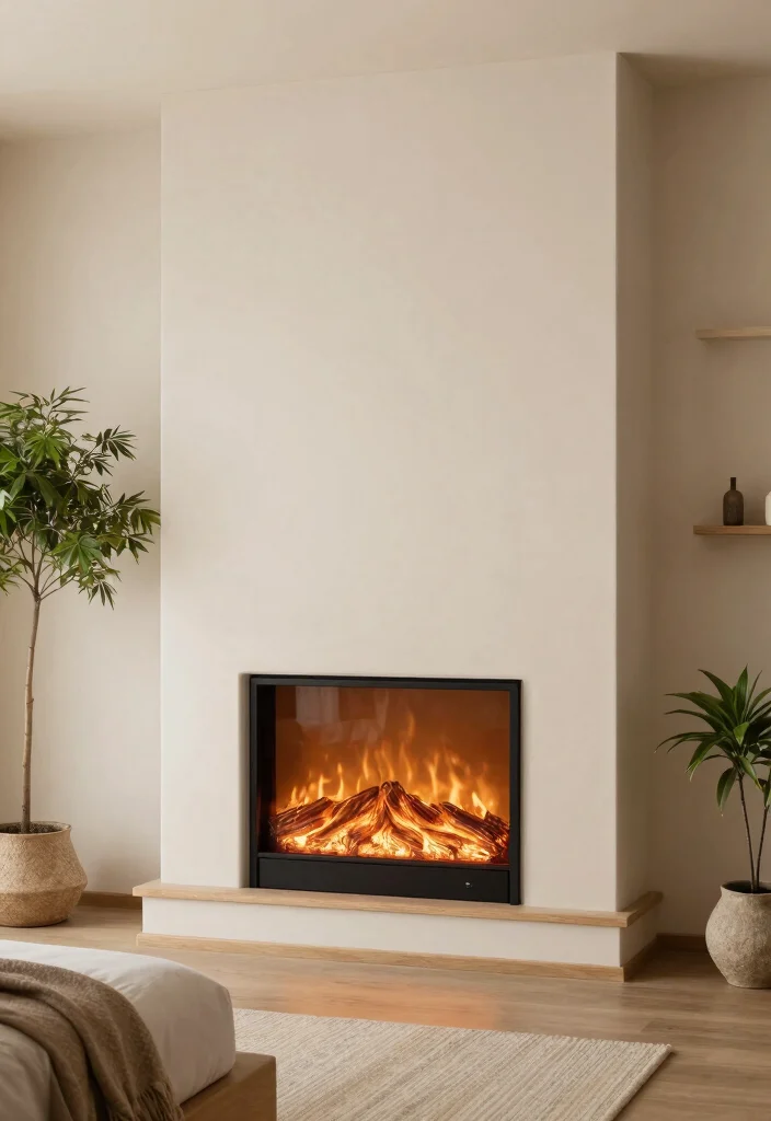 16 Built In Electric Fireplace Bedroom Ideas For Custom Design 10. Zen Inspired Calm