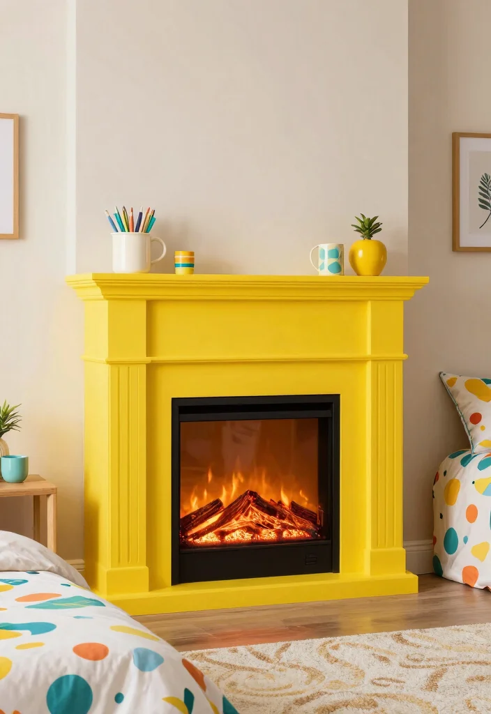 16 Built In Electric Fireplace Bedroom Ideas For Custom Design 12. Color Pop Fireplaces