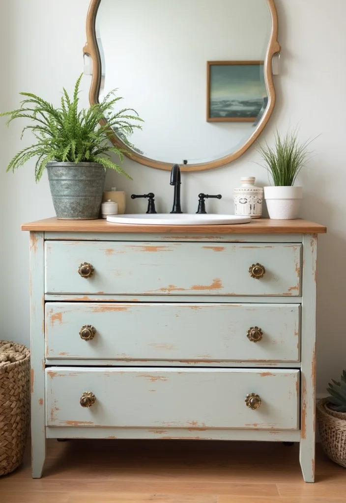 16 DIY Bathroom Ideas For A Budget Makeover 5. Upcycled Furniture as Storage