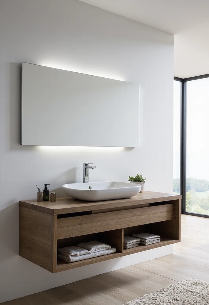 16 DIY Bathroom Ideas For A Budget Makeover 6. Floating Vanity with Storage