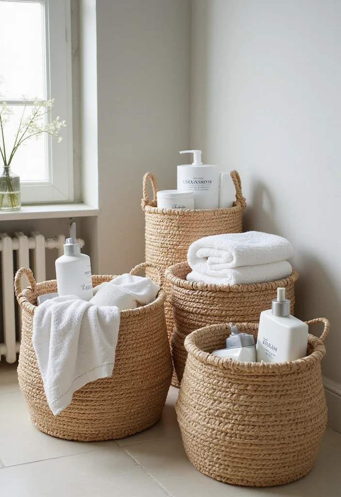 16 DIY Bathroom Ideas For A Budget Makeover 9. Stylish Storage Baskets