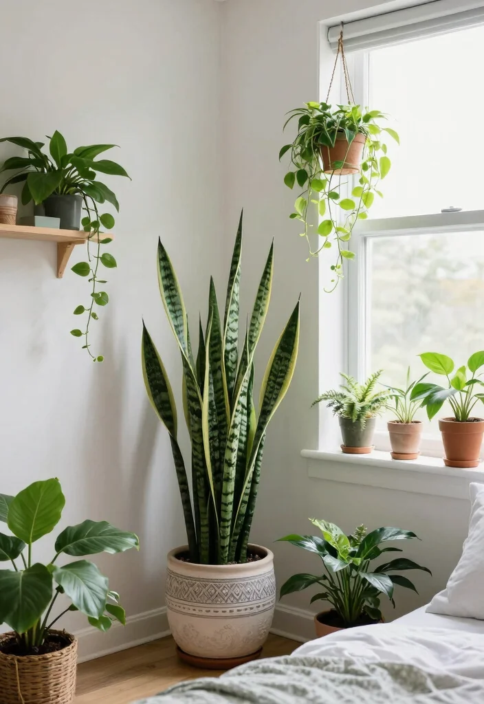 16 Long Narrow Bedroom Layout Ideas For Better Flow 12. Incorporate Plants