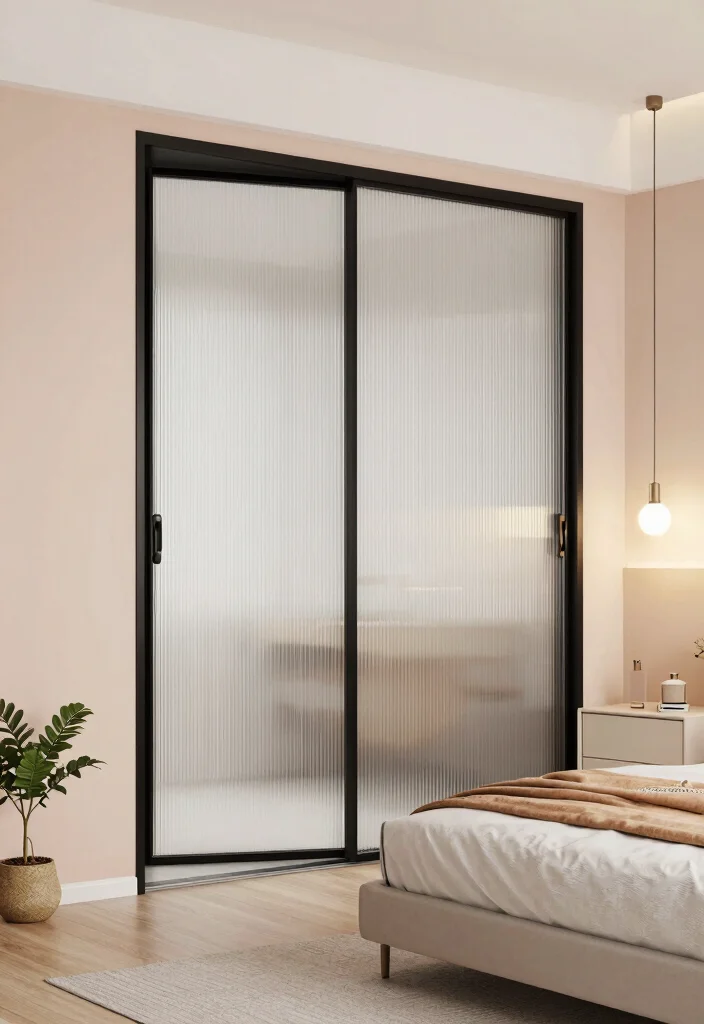 16 Sliding Bedroom Closet Door Ideas For Smooth Modern Style 1. Frosted Glass Elegance