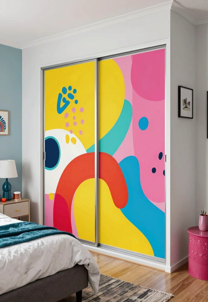 16 Sliding Bedroom Closet Door Ideas For Smooth Modern Style 11. Artistic Vinyl Wraps