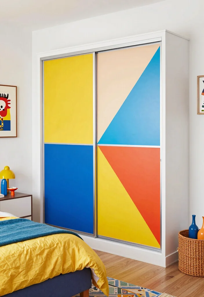 16 Sliding Bedroom Closet Door Ideas For Smooth Modern Style 15. Color Blocked Styles