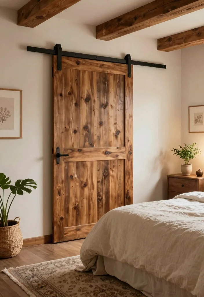 16 Sliding Bedroom Closet Door Ideas For Smooth Modern Style 2. Rustic Barn Door Charm