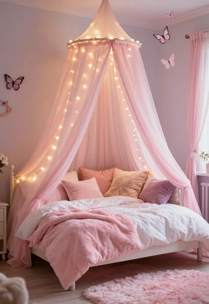 16 Toddler Girl Pink Bedroom Ideas That Feel Magical 2. Enchanted Canopy Bed