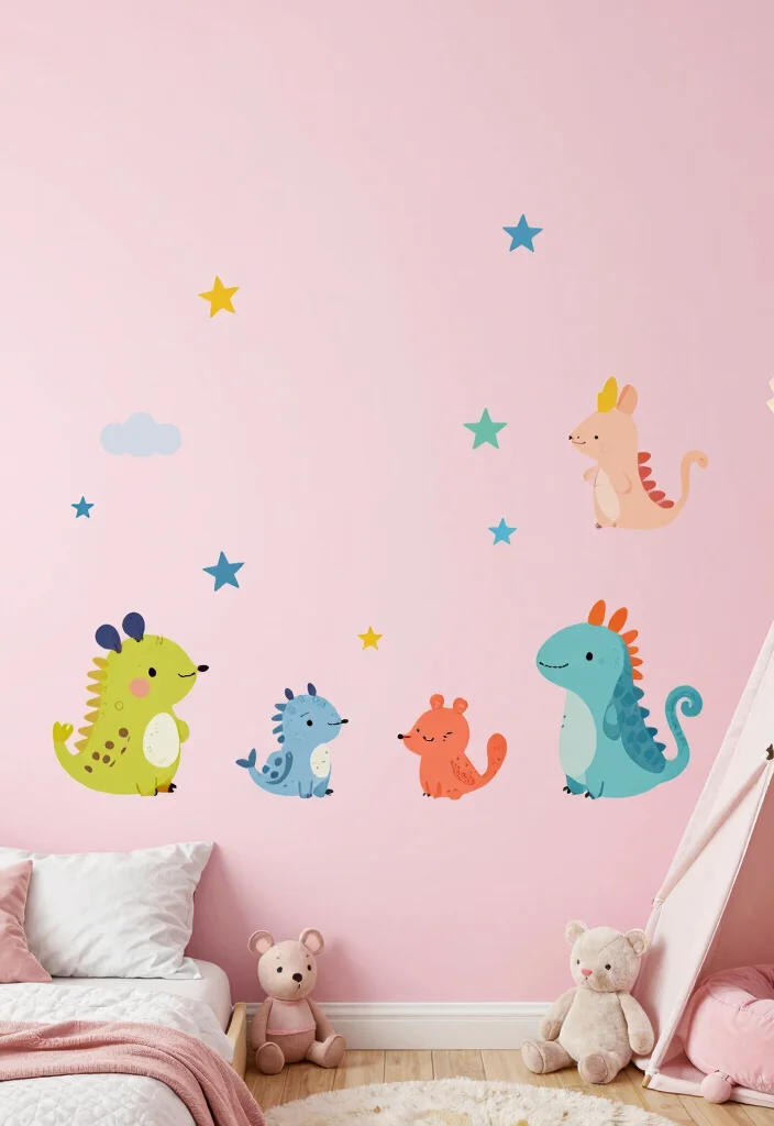 16 Toddler Girl Pink Bedroom Ideas That Feel Magical 8. Enchanted Wall Decals