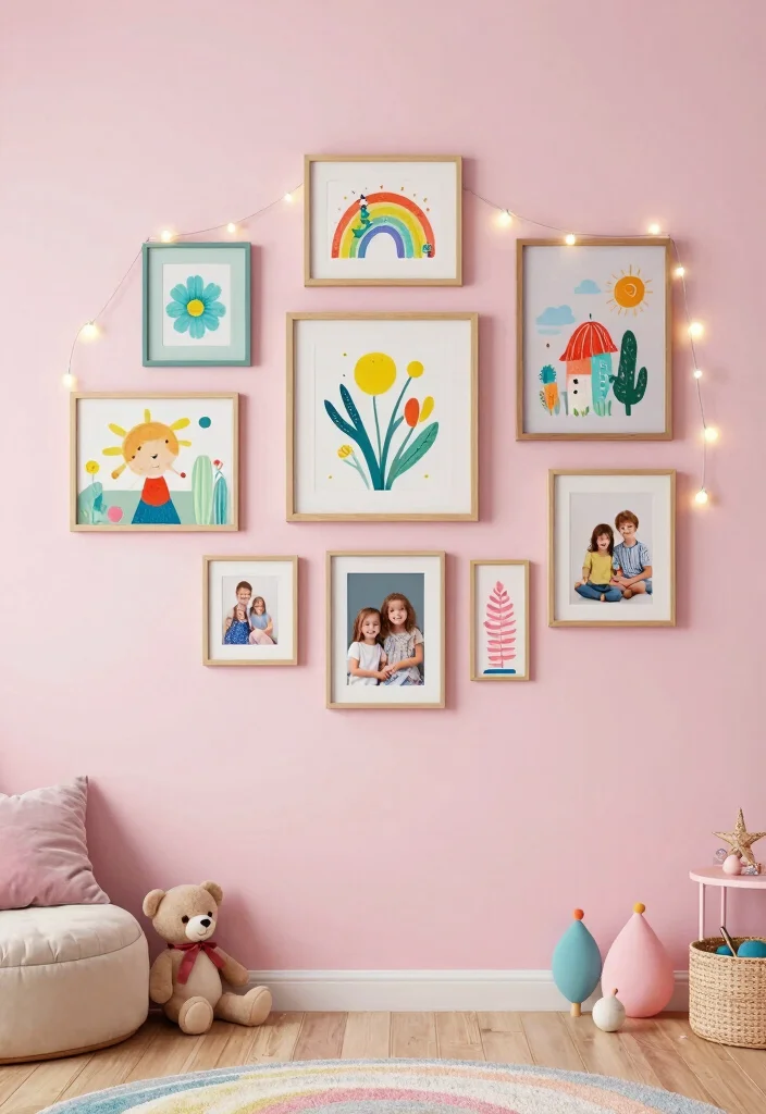16 Toddler Girl Pink Bedroom Ideas That Feel Magical 9. Whimsical Art Display