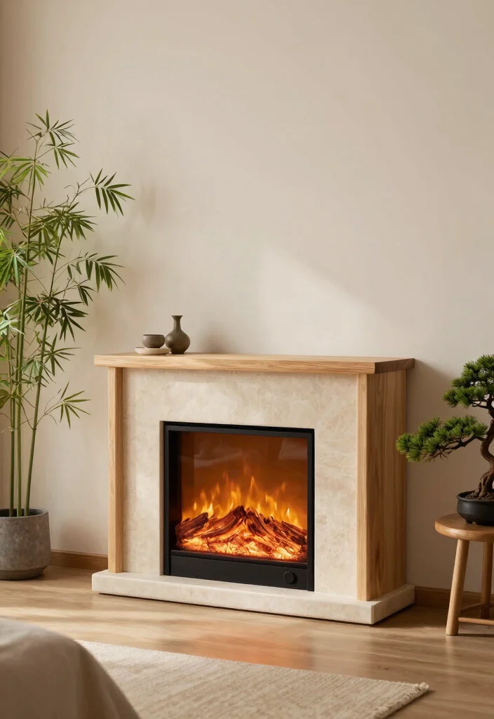 17 Electric Fireplace Bedroom Wall Ideas For Cozy Nights 17. Zen Inspired Electric Fireplace