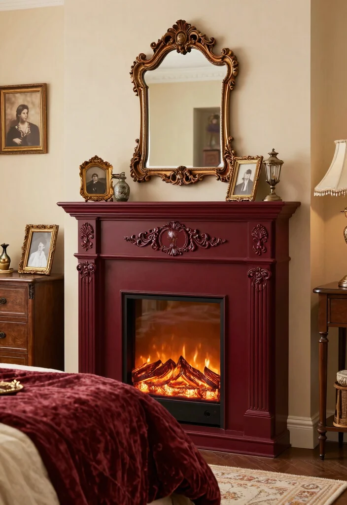 17 Electric Fireplace Bedroom Wall Ideas For Cozy Nights 3. Vintage Inspired Electric Fireplace