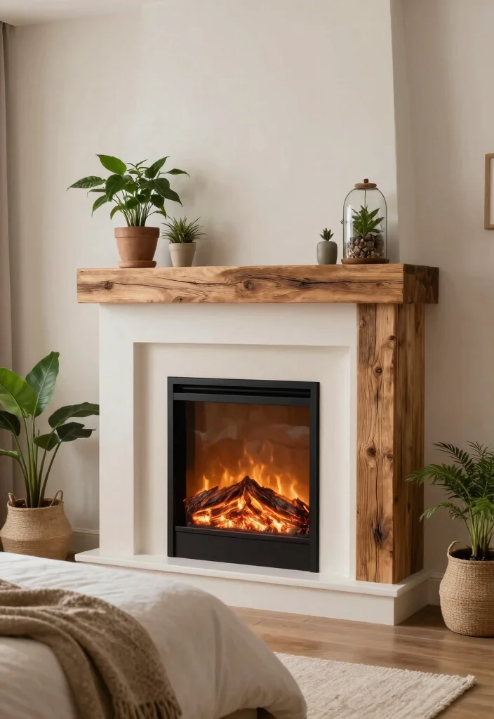 17 Electric Fireplace Bedroom Wall Ideas For Cozy Nights 7. Nature Inspired Electric Fireplace