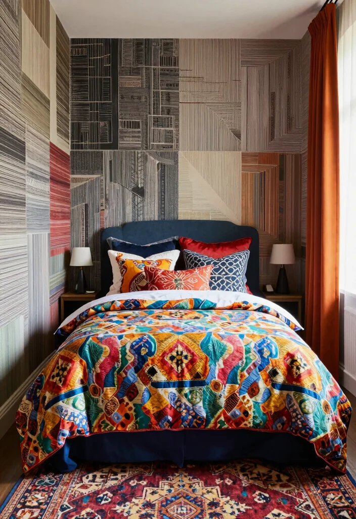 17 Long Narrow Bedroom Aesthetic Ideas That Look Intentional 15. Play with Patterns