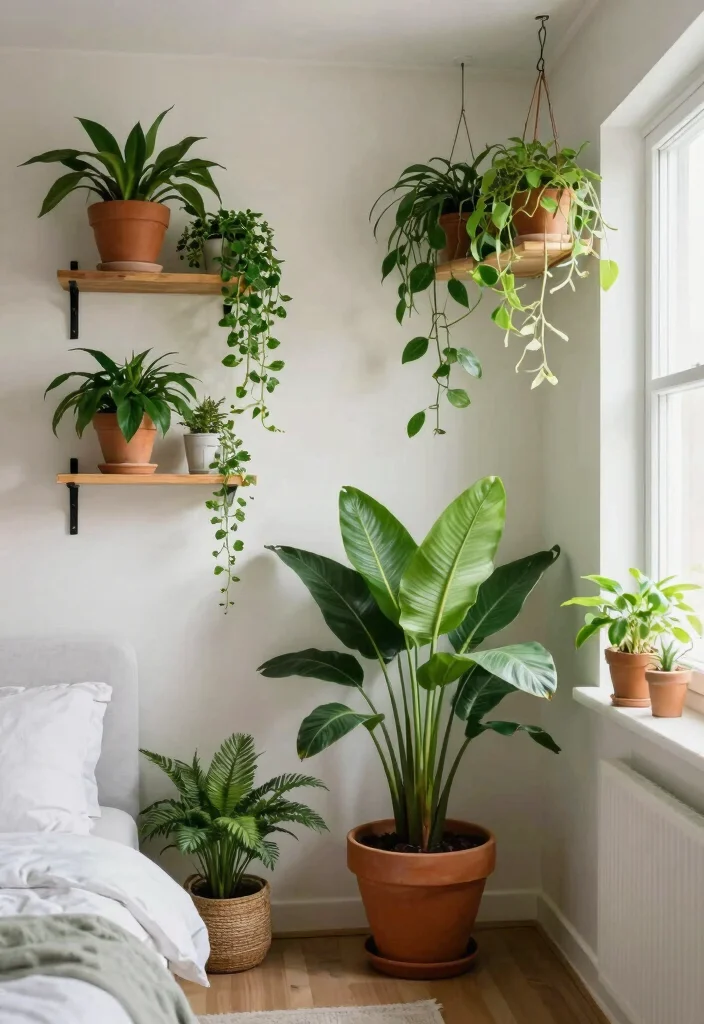 17 Long Narrow Bedroom Aesthetic Ideas That Look Intentional 7. Incorporate Plants for Freshness