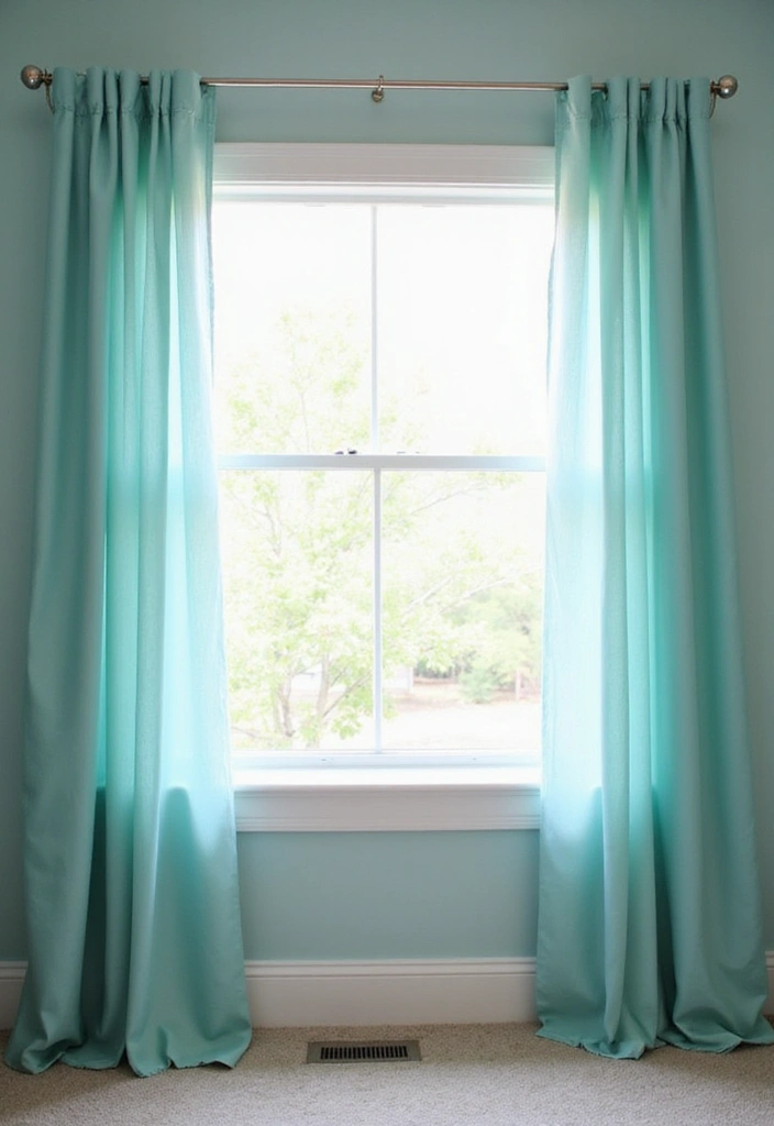 25 Aqua Bedroom Ideas for Adults That Feel Fresh and Peaceful 10. Aqua Window Treatments for Style