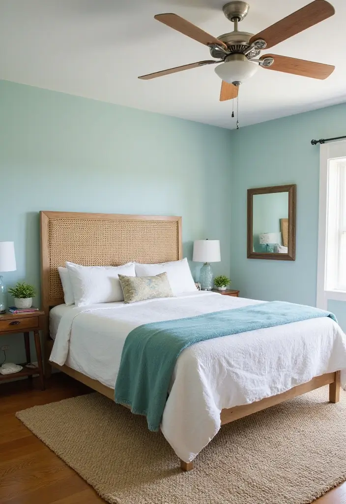 25 Aqua Bedroom Ideas for Adults That Feel Fresh and Peaceful 15. Natural Materials to Complement Aqua