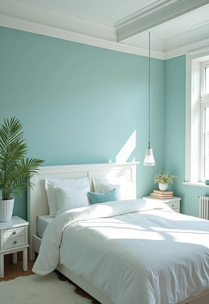 25 Aqua Bedroom Ideas for Adults That Feel Fresh and Peaceful 5. Aqua and White A Timeless Combo