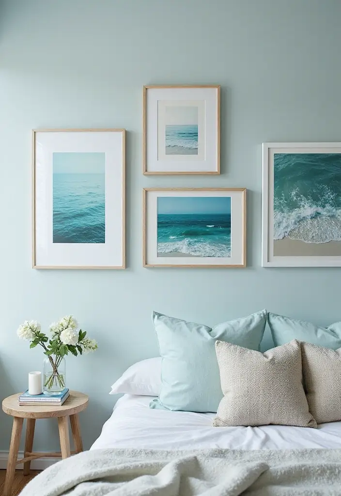 25 Aqua Bedroom Ideas for Adults That Feel Fresh and Peaceful 7. Aqua Art Pieces to Inspire