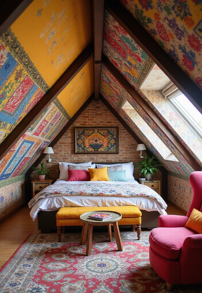 25 Attic Loft Bedroom Ideas That Make the Most of Every Angle 10. Colorful Explosion