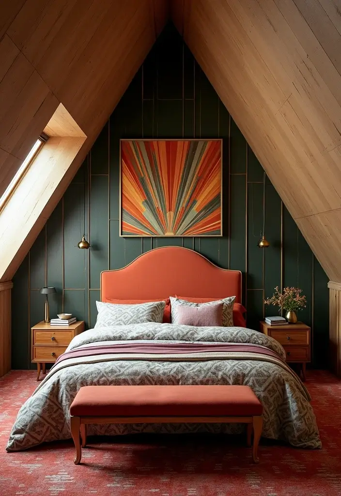 25 Attic Loft Bedroom Ideas That Make the Most of Every Angle 17. Art Deco Glam