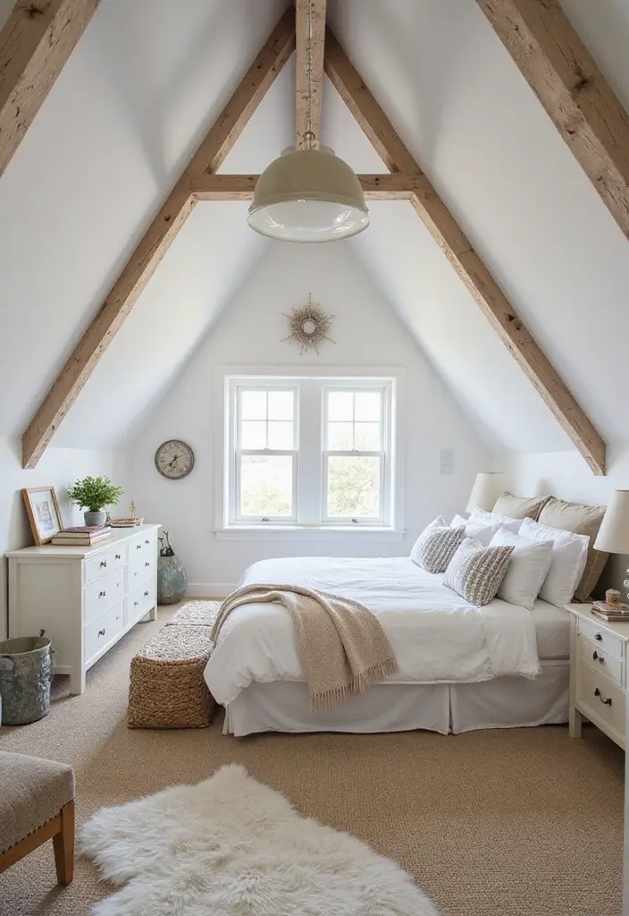 25 Attic Loft Bedroom Ideas That Make the Most of Every Angle 18. Calm Coastal Retreat
