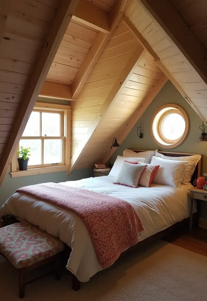 25 Attic Loft Bedroom Ideas That Make the Most of Every Angle 23. Charming Guest Retreat