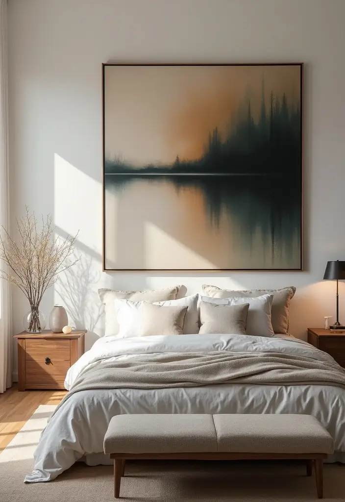 25 Bedroom Ideas Interior Design That Feel Modern Timeless 8. Oversized Art Pieces