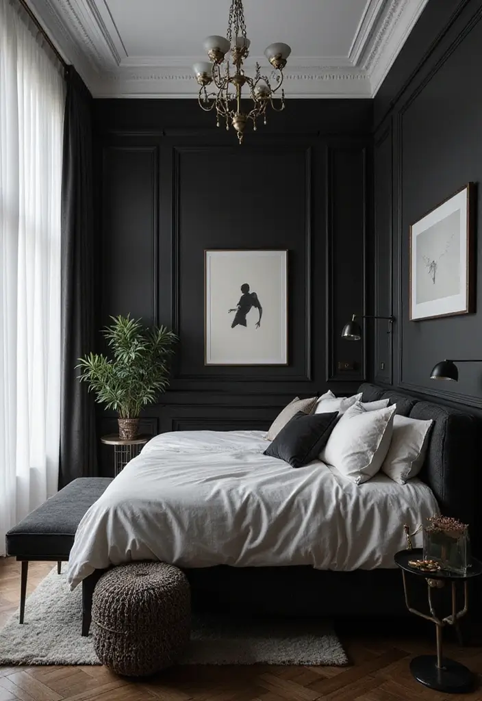 25 Bedroom Ideas for Two Sisters That Feel Like a Fairytale 19. Classic Black and White