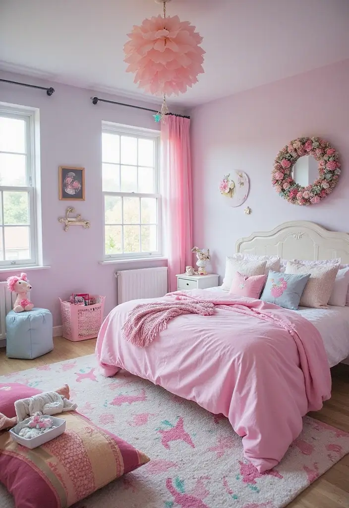 25 Bedroom Ideas for Two Sisters That Feel Like a Fairytale 2. Whimsical Unicorn Paradise