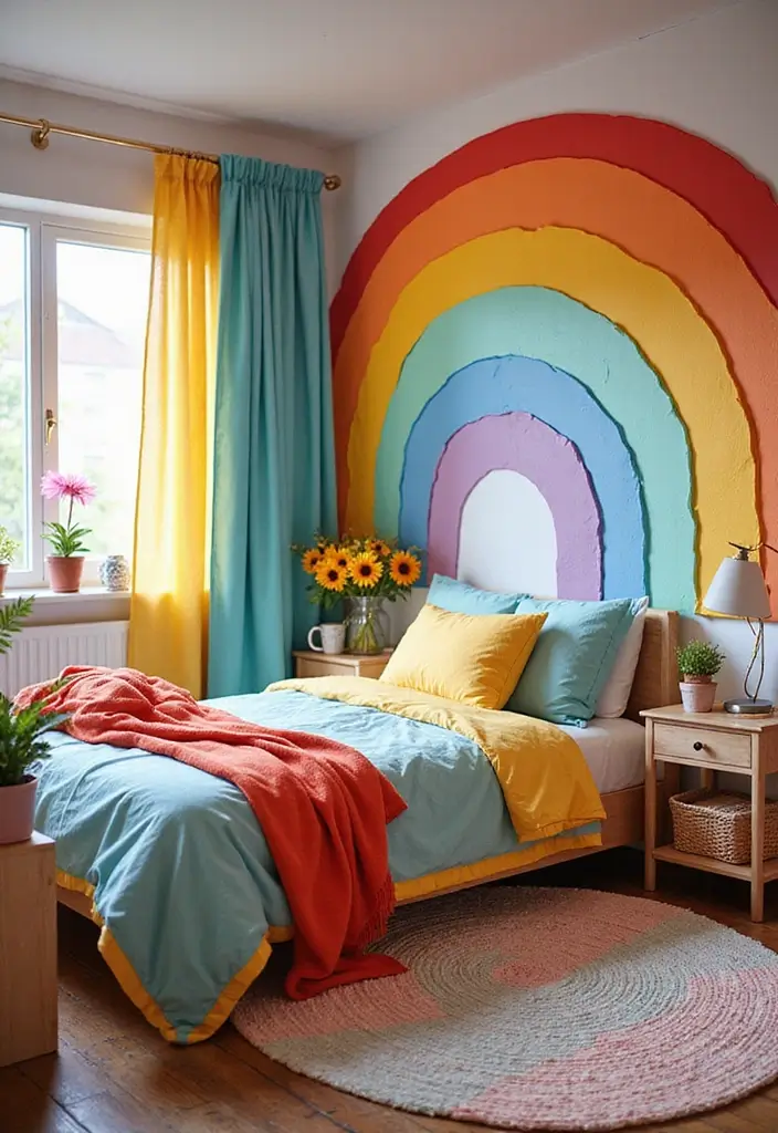 25 Bedroom Ideas for Two Sisters That Feel Like a Fairytale 8. Rainbow Dreams