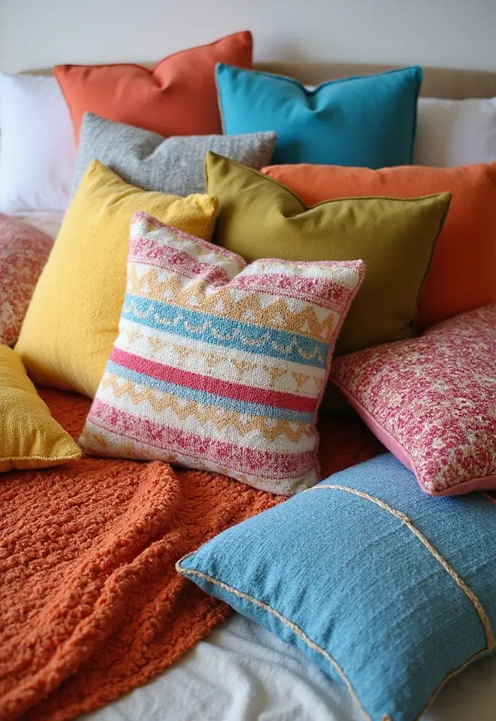 25 Bedroom Ideas for Women in Their 20s That Feel Chic Fresh 5. Vibrant Throw Pillows
