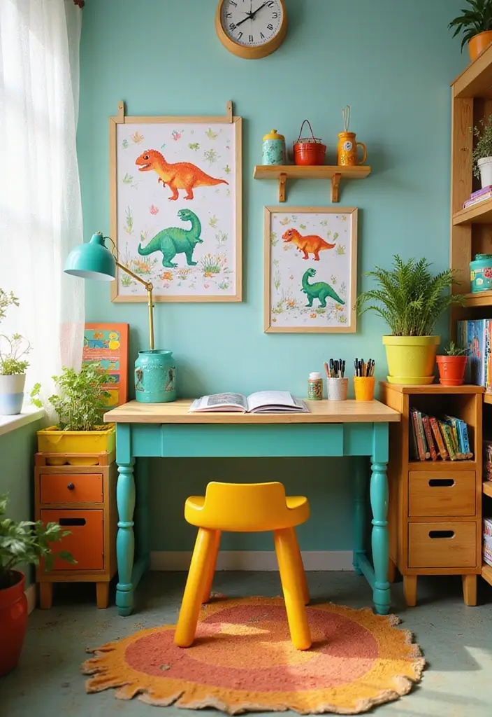 25 Boys Dinosaur Bedroom Ideas for a Roaring Good Time 12. Dinosaur Themed Desk Area