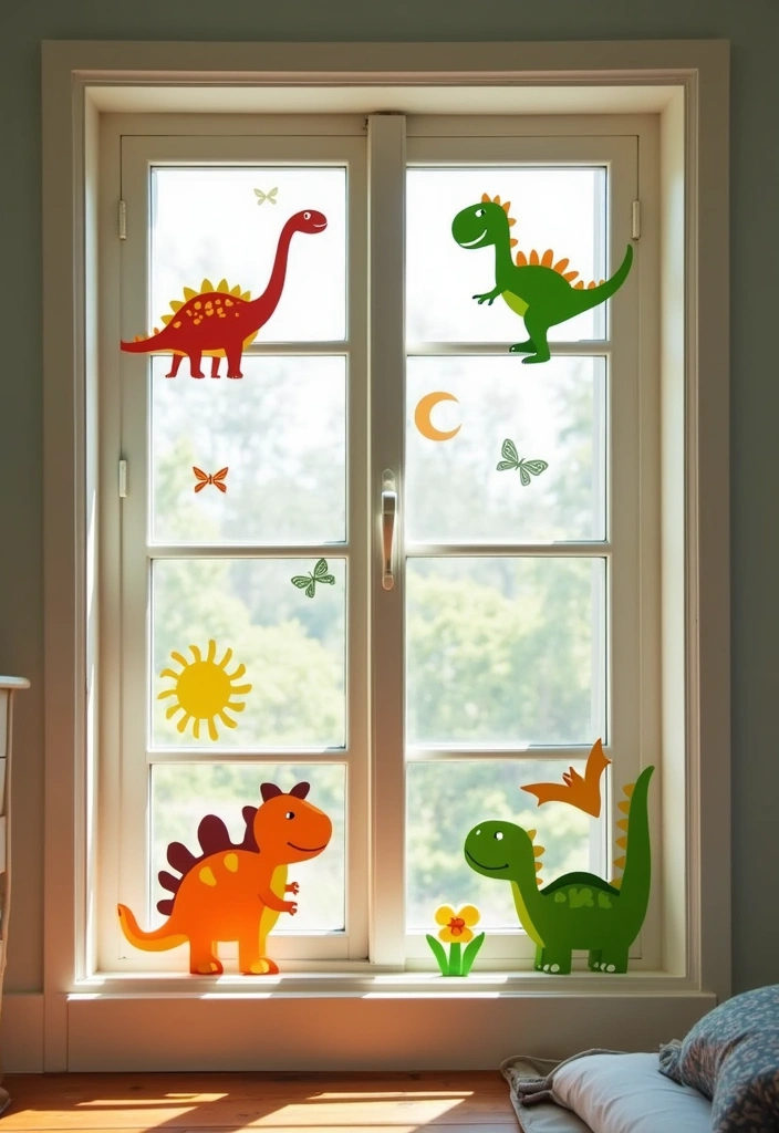 25 Boys Dinosaur Bedroom Ideas for a Roaring Good Time 13. Dinosaur Themed Window Decals
