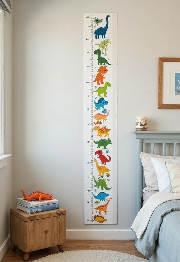 25 Boys Dinosaur Bedroom Ideas for a Roaring Good Time 14. Dino Themed Growth Chart