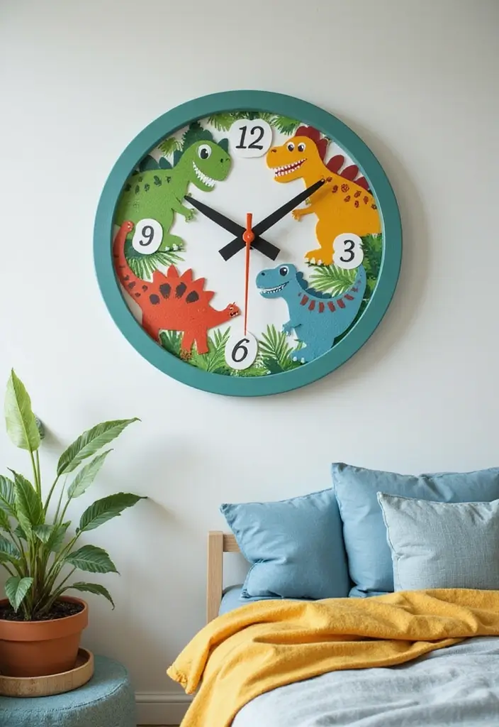 25 Boys Dinosaur Bedroom Ideas for a Roaring Good Time 16. Dinosaur Themed Clock