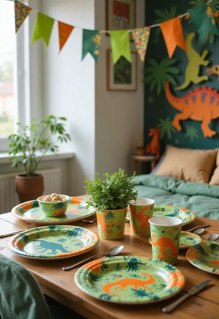 25 Boys Dinosaur Bedroom Ideas for a Roaring Good Time 19. Dino Themed Party Supplies